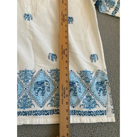 Elephant Top 2XL Geometric Art Short Sleeve V-Neck Boho Beach Hippie Shirt XXL - Picture 11 of 14